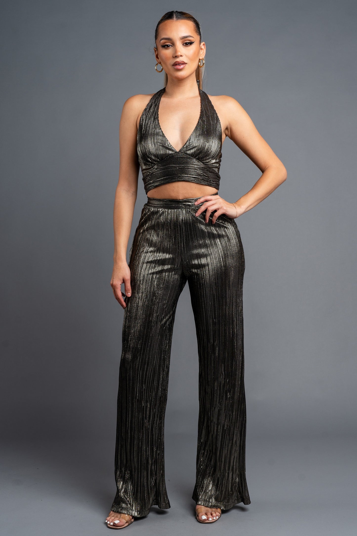 Metallic Lurex Halter Tank & Top